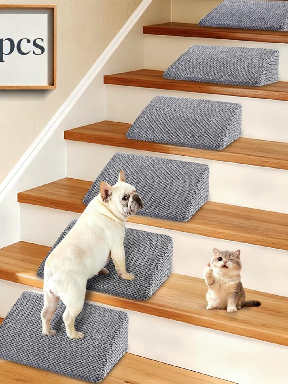 Dog Ramp for Stairs for Small & Senior Dogs and Cats (Gray, 6 Pack)
